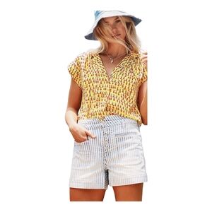 Anthropolgie Maeve Women's Yellow Pineapple Print Picnic Buttondown Top Large